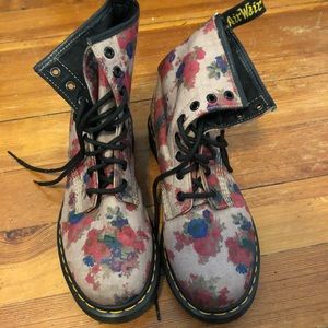New Dr. Martens flower print lace up boots